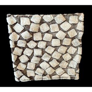 Faux Fur Decorative Throw Pillow Cover 17 Inch Square Geometric Gray White w Zip